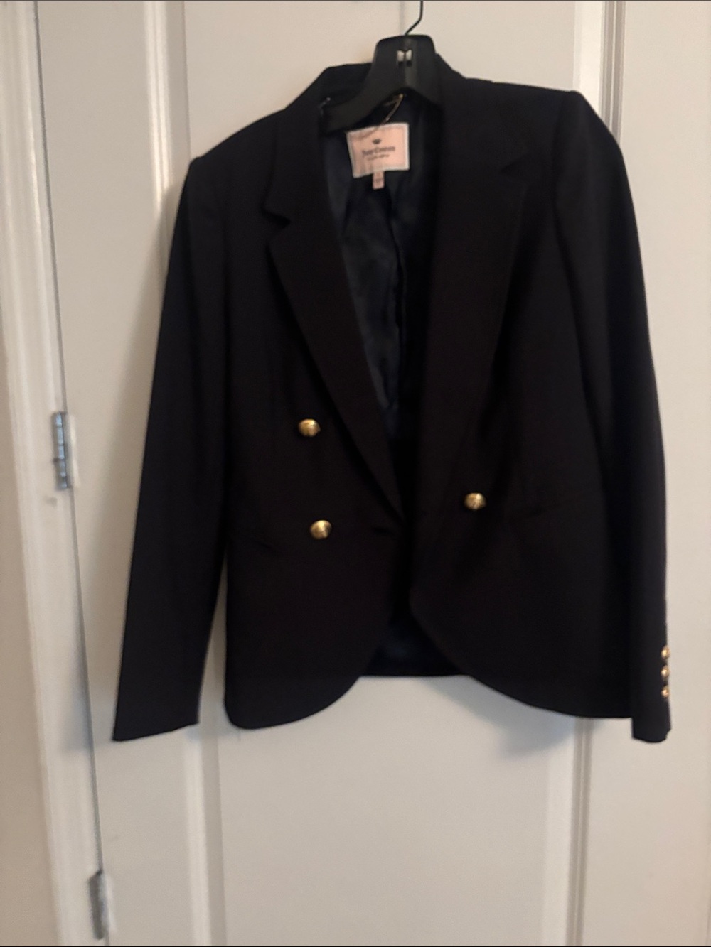 Juicy Couture Navy Blue Double-Breasted Blazer with Gold Buttons